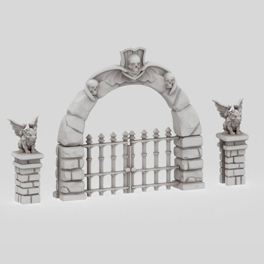 Graveyard Gate/Stone Wall Set