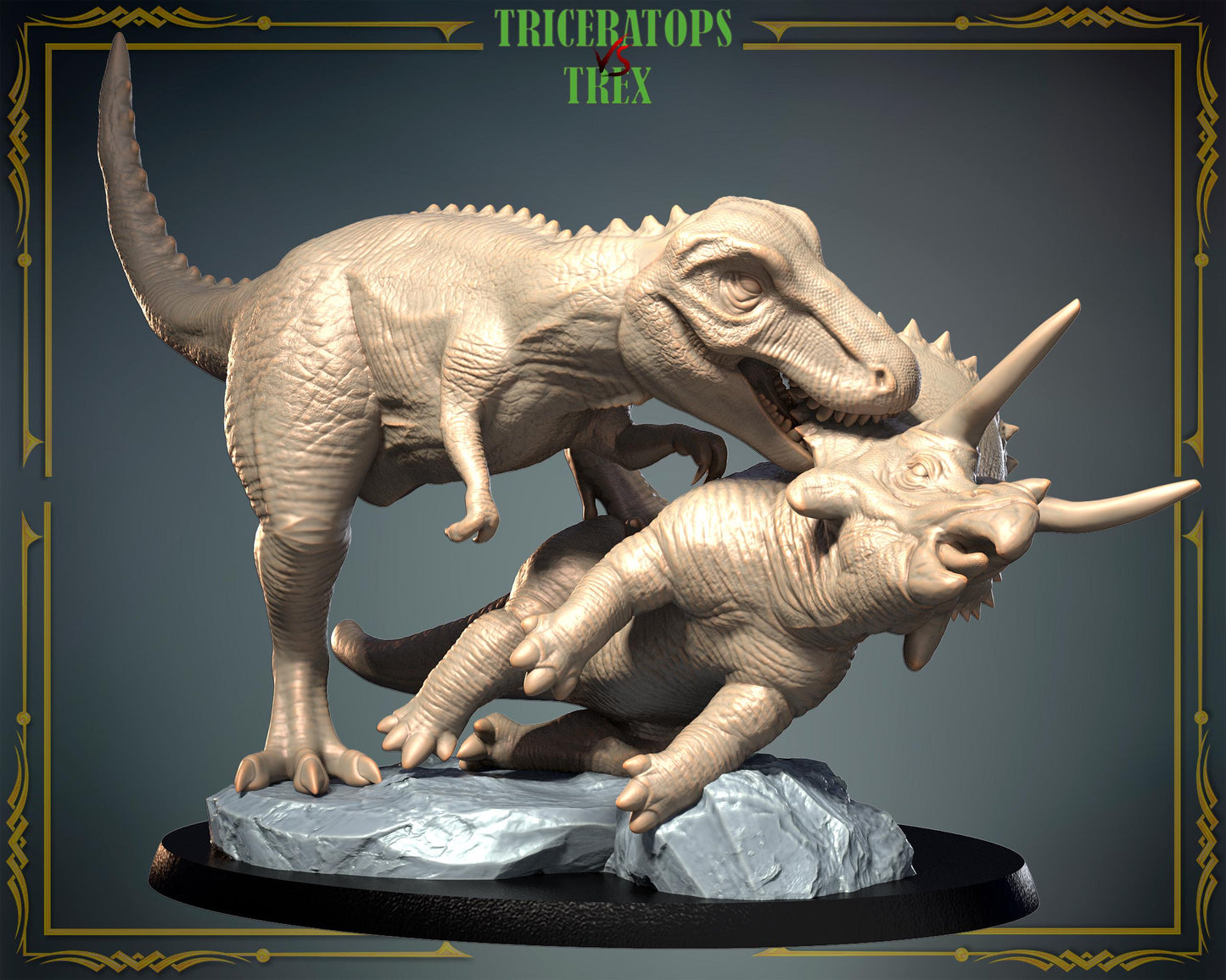 Trex vs Triceratops Diorama/ Dinosaur – image 1