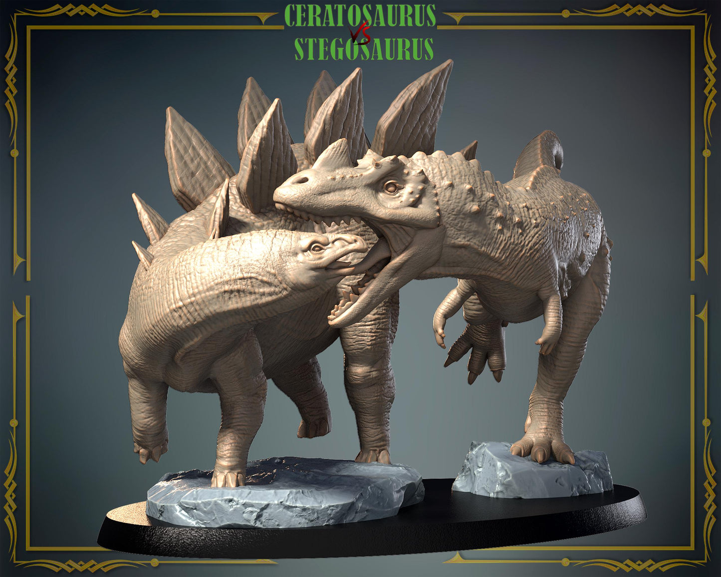 Ceratosaurus vs Stegosaurus Diorama/ Dinosaur – image 1