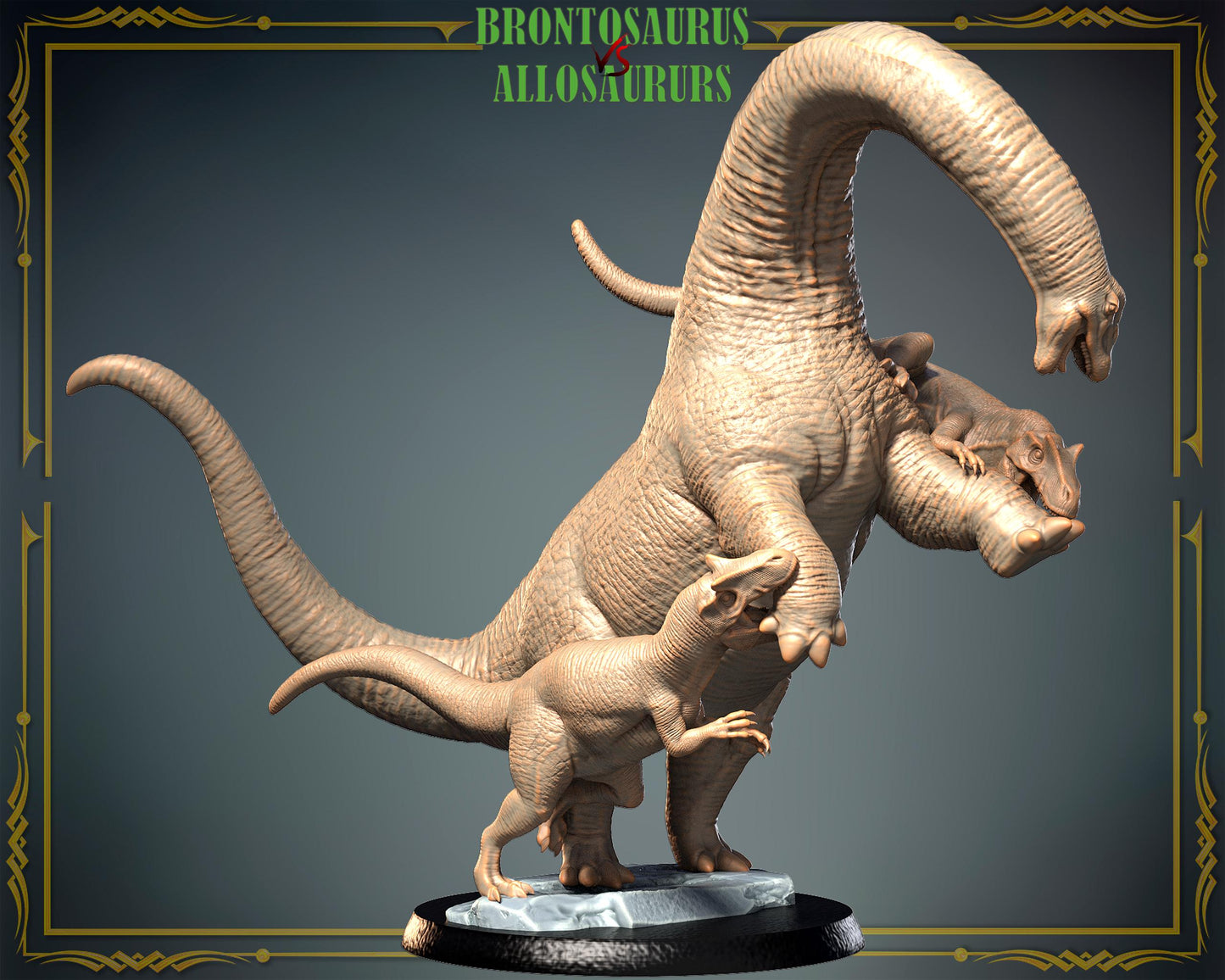 Allosaurus vs Brontosaurus Diorama/ Dinosaur – image 1