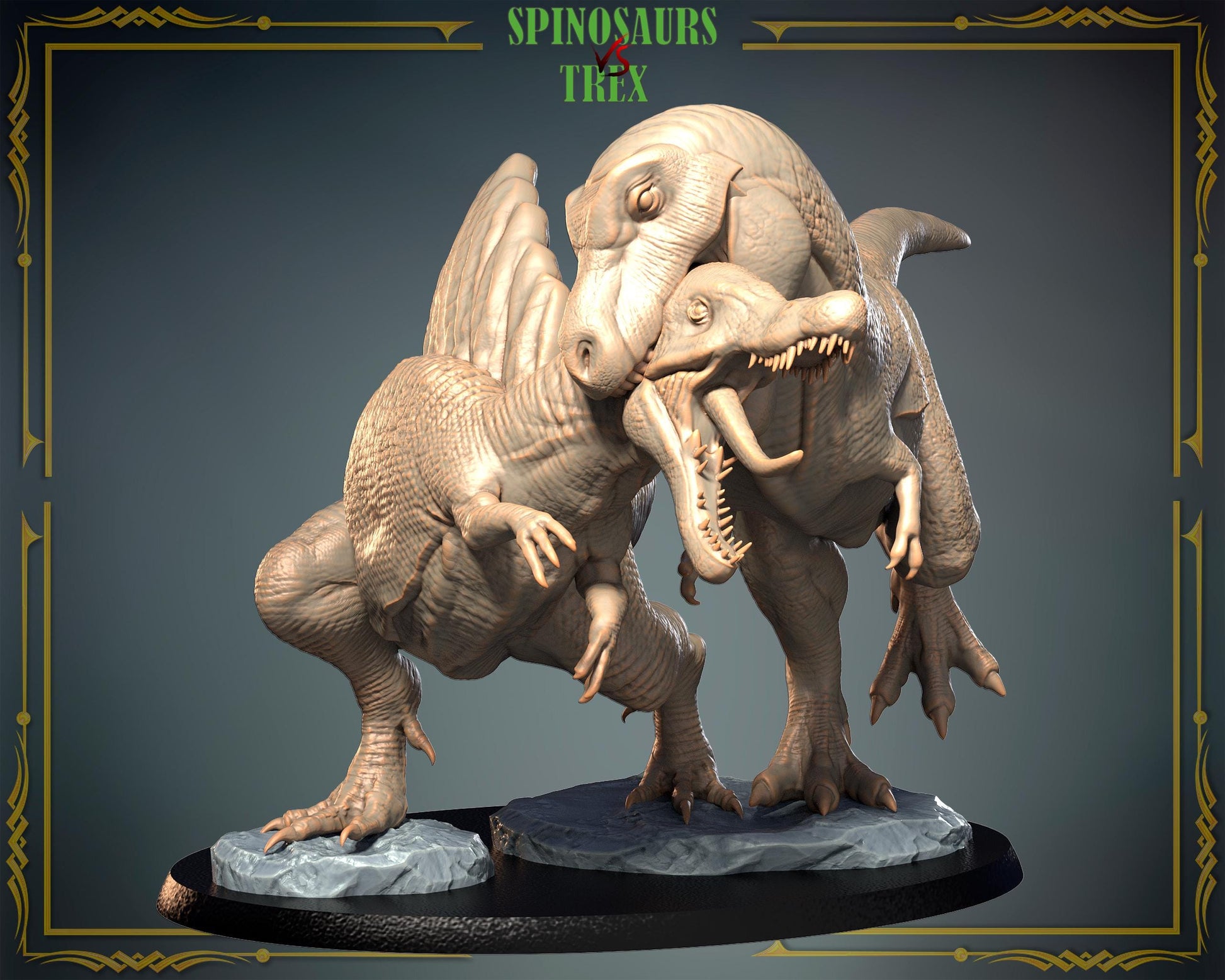 Trex vs Spinosaurus Diorama/ Dinosaur – image 1