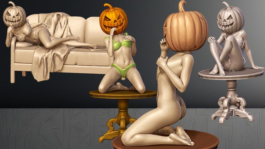 NSFW Pumpkin sexy girl nsfw tabletop sexy nsfw lady RPG girl nude nsfw naked miniature – image 1
