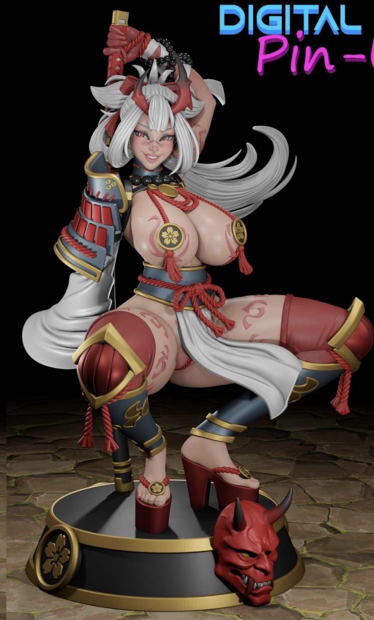 Katana Oni Wifu Pin-Up Miniature: Detailed Resin RPG Gamer Girl – image 1