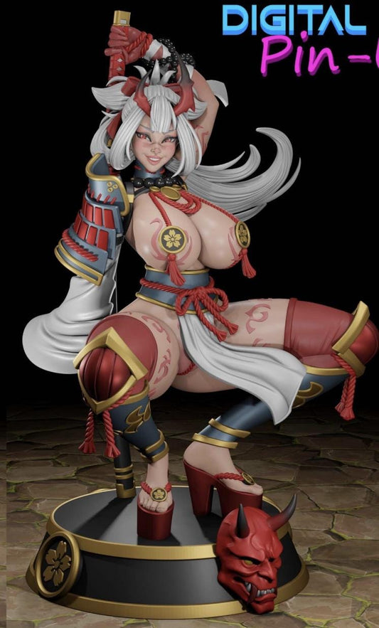 Katana Oni Wifu Pin-Up Miniature: Detailed Resin RPG Gamer Girl – image 1