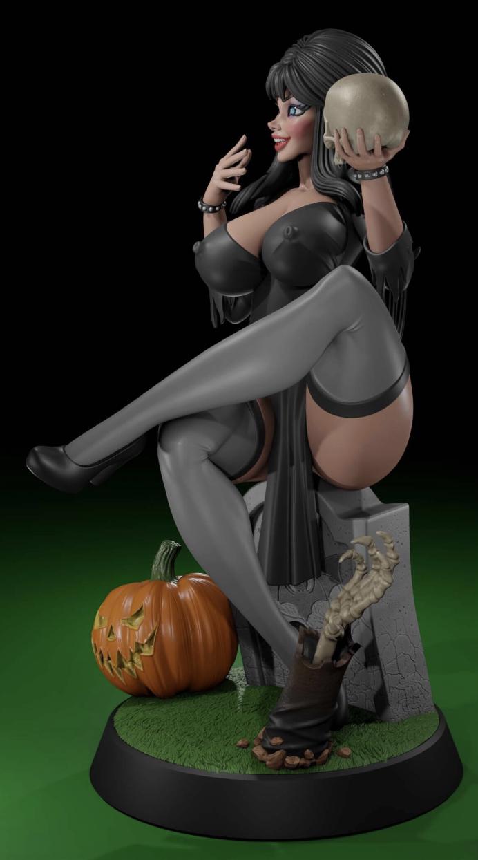 Elvira Pin-Up Miniature: Detailed Resin RPG Gamer Girl – image 3