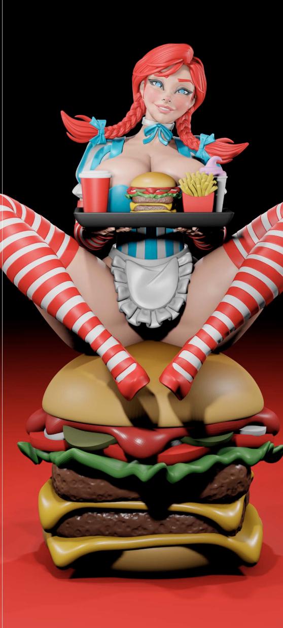 Burger Girl Pin-Up Miniature: Detailed Resin RPG Gamer Girl – image 3