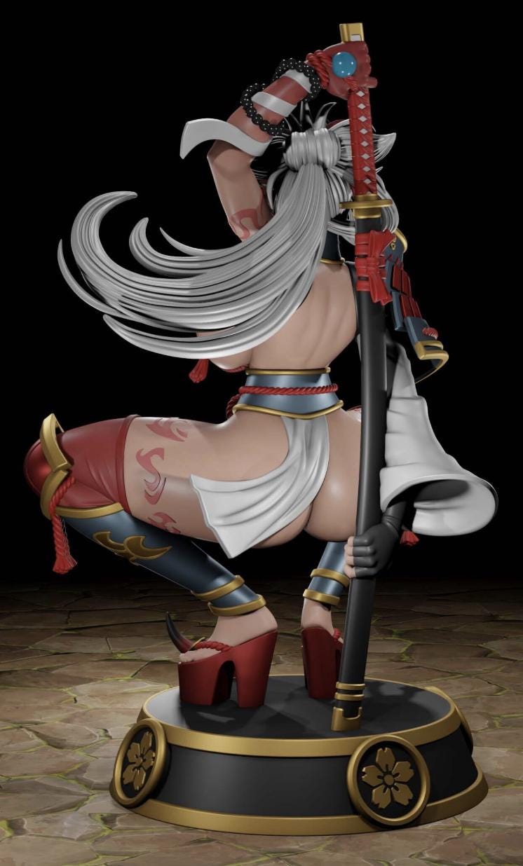 Katana Oni Wifu Pin-Up Miniature: Detailed Resin RPG Gamer Girl – image 2