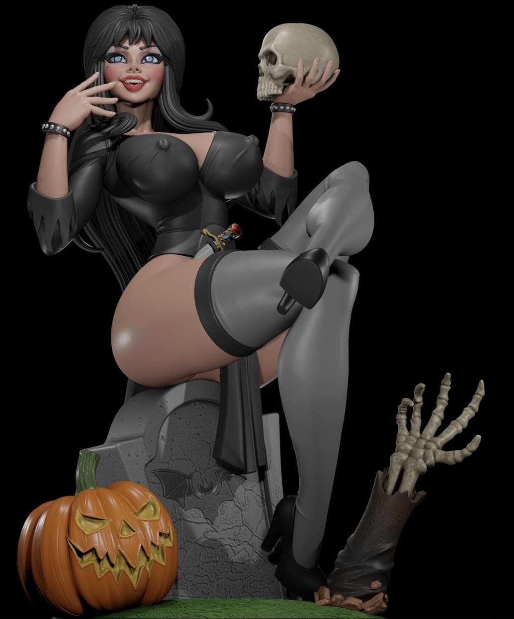 Elvira Pin-Up Miniature: Detailed Resin RPG Gamer Girl – image 1