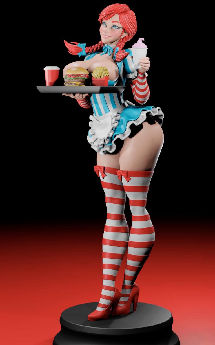 Burger Girl Pin-Up Miniature: Detailed Resin RPG Gamer Girl – image 2