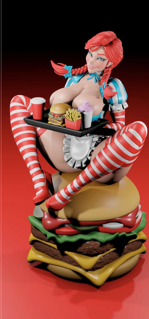 Burger Girl Pin-Up Miniature: Detailed Resin RPG Gamer Girl – image 4
