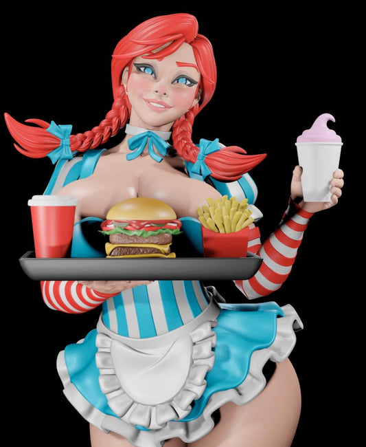 Burger Girl Pin-Up Miniature: Detailed Resin RPG Gamer Girl – image 1