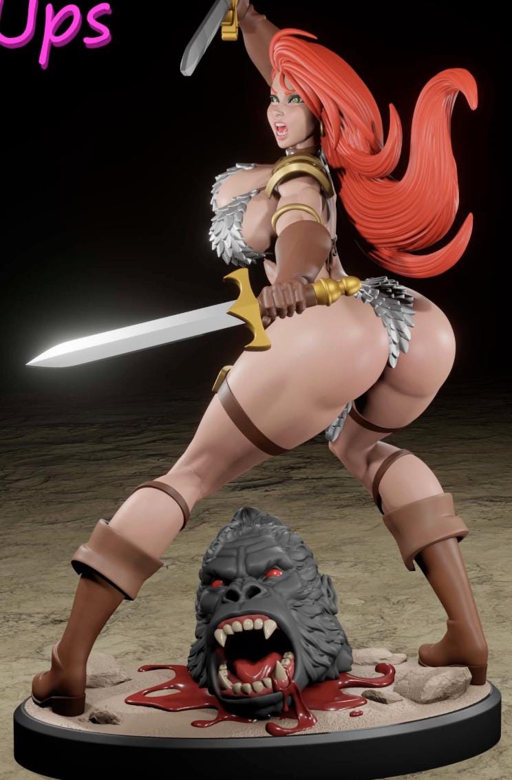 Red Sonja Pin-Up Miniature: Detailed Resin RPG Gamer Girl – image 2