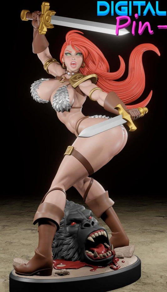 Red Sonja Pin-Up Miniature: Detailed Resin RPG Gamer Girl – image 1