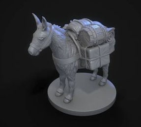 Mule carrying luggage - ideal for Dungeons and Dragons and other Tabletop RPGs