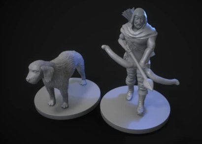 Bowman Hunter with a spotter dog- ideal for Dungeons and Dragons and other Tabletop RPGs