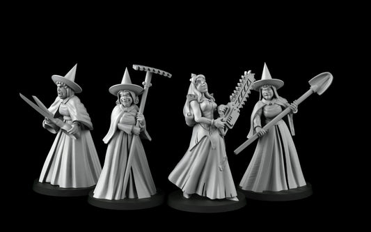 Sleeping Beauty and three fairy godmothers (32mm) - Angry Princesses - ideal for Dungeons and Dragons and other Tabletop RPGs