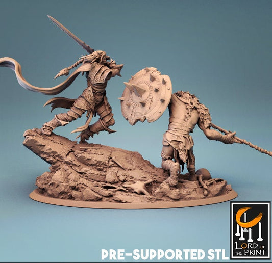 Duel Wight with a Gnoll diorama - Lord of the Print