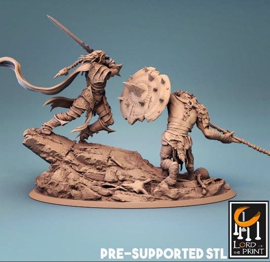 Duel Wight with a Gnoll diorama from Lord of the Print/ Ideal for Dungeons and Dragons/ D&D / Wargaming