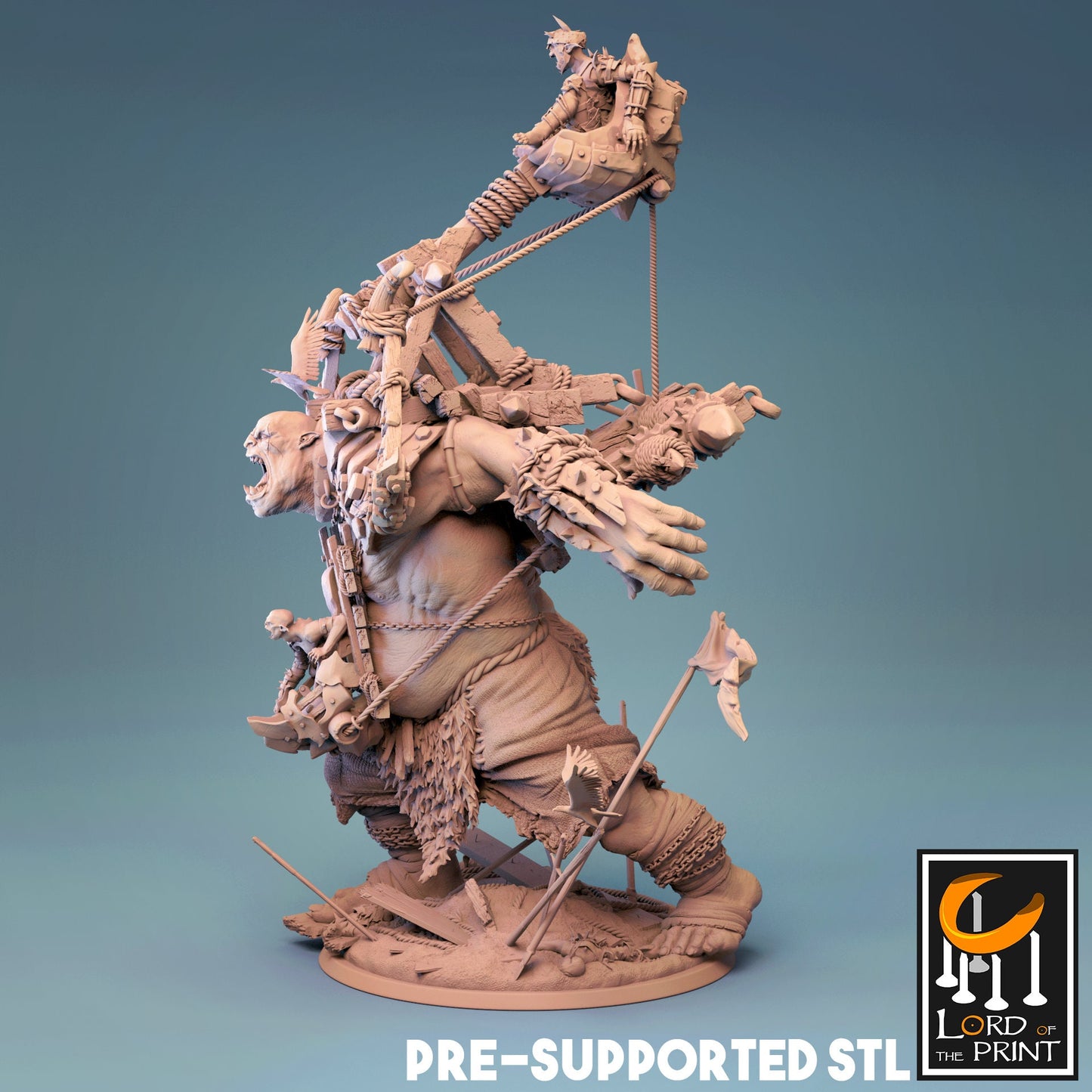 Siege ogre with catapult  - Lord of the Print - ideal for Dungeons and Dragons and other Tabletop RPGs/Wargaming/D&D