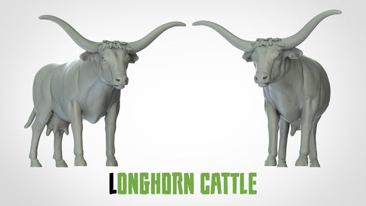 Longhorn Cattle Miniature - ideal for Dungeons and Dragons and other Tabletop RPGs/Wargaming/D&D