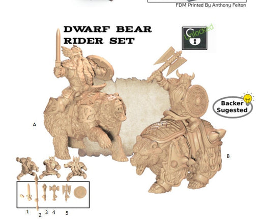 Dwarf bear riders - tale of two cities - ideal for Dungeons and Dragons and other Tabletop RPGs/ D&D/ Wargaming