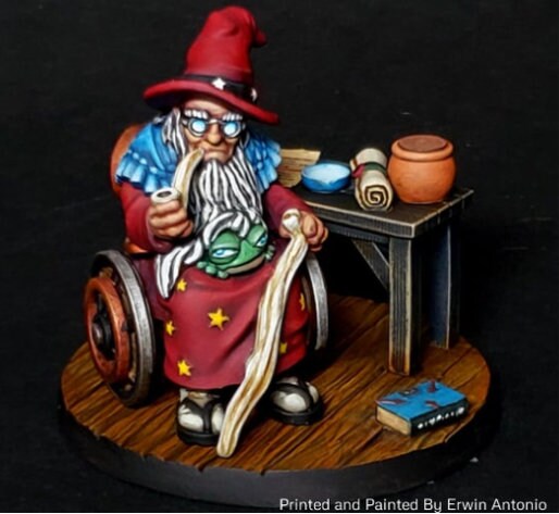 Old wizard on a wheel chair - tale of two cities - ideal for Dungeons and Dragons and other Tabletop RPGs/ D&D/ Wargaming