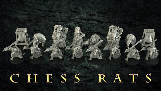 Rat/Halfing chess pieces - Rough and tumble -ideal for Dungeons and Dragons and other Tabletop RPGs