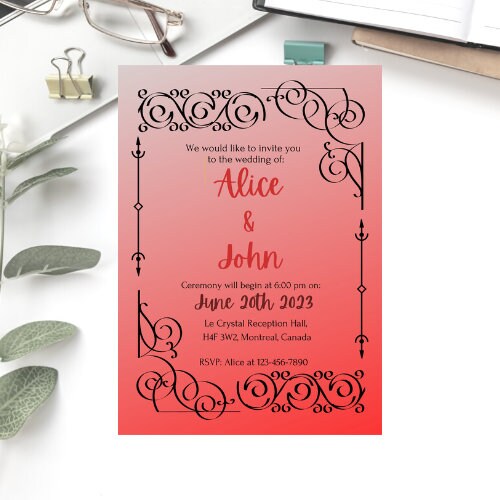 Victorian Romantic Red Editable Printable Invitation - Ideal for wedding/ party/ house warming party/ Tabletop RPGs game night